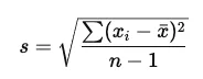 Sample standard deviation formula