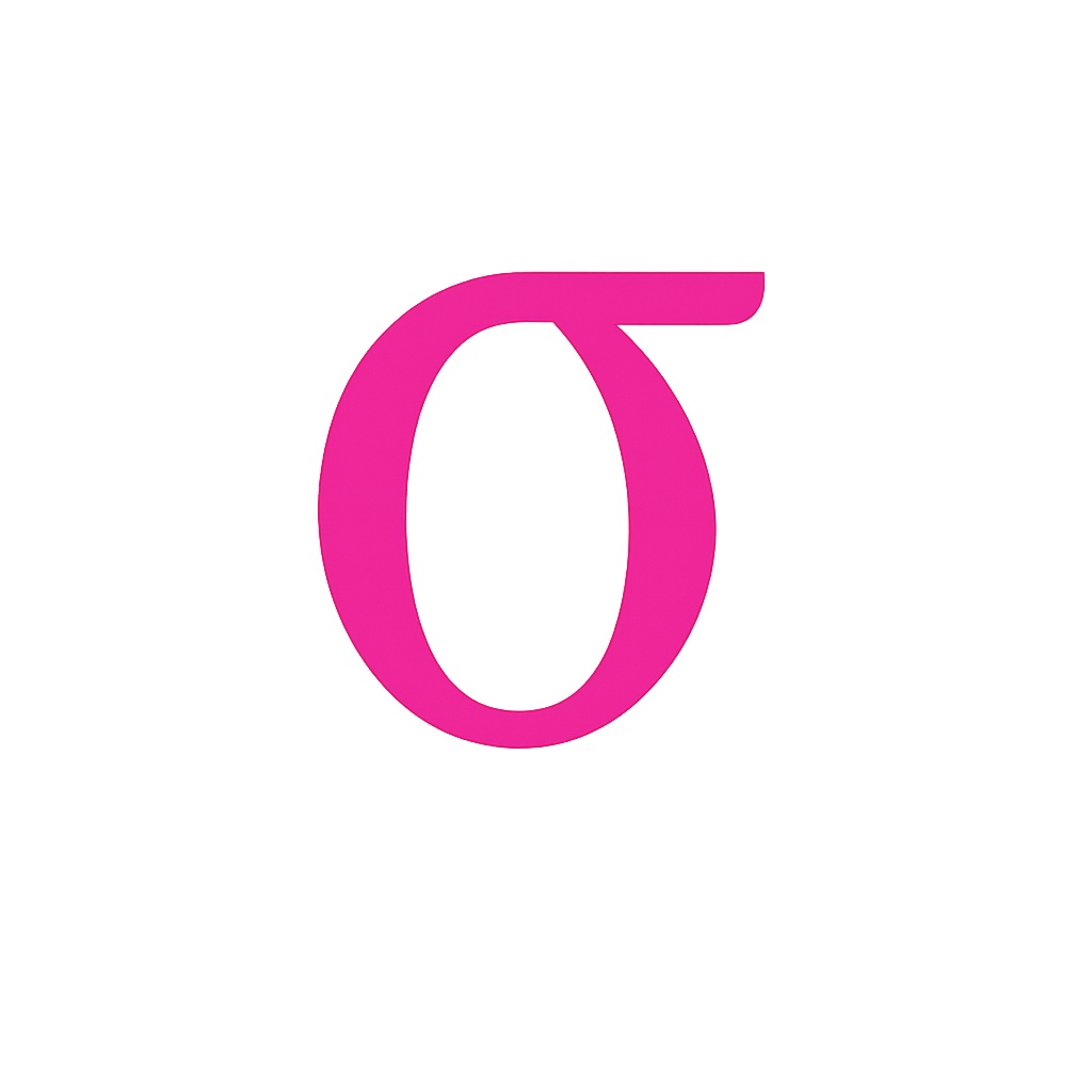 The Greek letter σ (sigma) stands in for the symbol for standard deviation