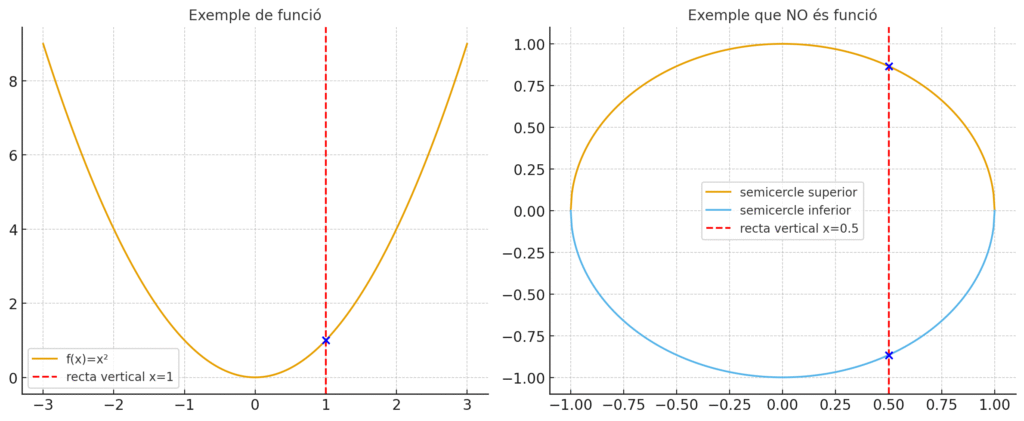 Graphical example of the vertical line test: function vs non-function