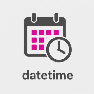 Icona minimalista que representa un calendari i un rellotge fusionats, simbolitzant la gestió de dates i hores en Python amb el mòdul datetime.