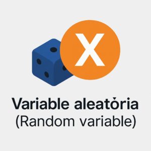 Minimalist DeGalaLab-style icon representing a random variable with a die and the letter X.
